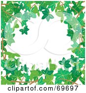 White Background Bordered In Branches And Green Ivy Leaves