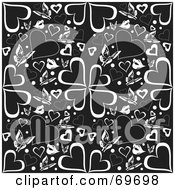 Royalty Free RF Clipart Illustration Of A Black Background With White Butterflies And Hearts