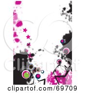 Royalty Free RF Clipart Illustration Of A White Background Bordered In Emo Pink And Black Grunge With Stars And Bubbles