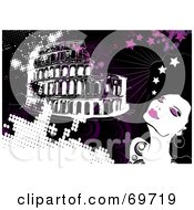 Royalty Free RF Clipart Illustration Of A Glamorous Woman Daydreaming Of Rome by MilsiArt