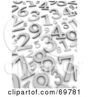 Royalty Free RF Clipart Illustration Of A Blue Background With Scattered Silver 3d Numbers