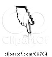 Royalty Free RF Clipart Illustration Of A Pointing Black And White Pixelated Hand Cursor Version 5 by Jiri Moucka