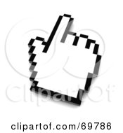 Royalty Free RF Clipart Illustration Of A Pointing Black And White Pixelated Hand Cursor Version 1 by Jiri Moucka