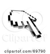 Royalty Free RF Clipart Illustration Of A Pointing Black And White Pixelated Hand Cursor Version 3 by Jiri Moucka