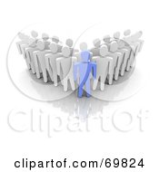 Royalty Free RF Clipart Illustration Of A 3d Blue Guy With White Guy Backups