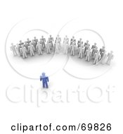 Royalty Free RF Clipart Illustration Of A 3d Blue Guy Speaking To A Crowd