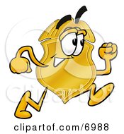 Clipart Picture Of A Badge Mascot Cartoon Character Running