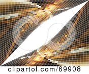 Poster, Art Print Of Brown Abstract Mosaic Curve Background With White Space