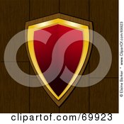 Poster, Art Print Of Red And Gold Shield Over Wood
