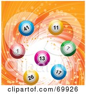 Poster, Art Print Of Colorful 3d Lottery Balls On A Swirling Orange Background