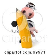 Royalty Free RF Clipart Illustration Of A 3d Horton The Cow With A Pencil Pose 1