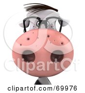 Royalty Free RF Clipart Illustration Of A 3d Horton The Cow Wearing Glasses