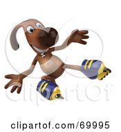 Royalty Free RF Clipart Illustration Of A 3d Brown Pooch Character Roller Blading Pose 5