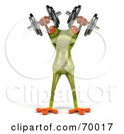 3d Green Tree Frog Holding Up Weights by Julos