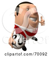 Royalty Free RF Clipart Illustration Of A 3d Chubby Soccer Steve Carrying A Ball And Giving The Thumbs Up Pose 2 by Julos