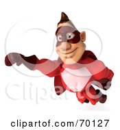 Royalty-Free (RF) Clipart Illustration of 3d Red Super Hero Guy Smiling and Flying by Julos #COLLC70127-0108