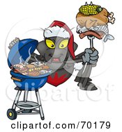 Poster, Art Print Of Grilling Spider Wearing A Santa Hat And Holding Food On A Bbq Fork