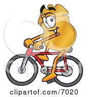 Poster, Art Print Of Badge Mascot Cartoon Character Riding A Bicycle