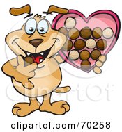 Sparkey Dog Eating Valentines Day Chocolates by Dennis Holmes Designs