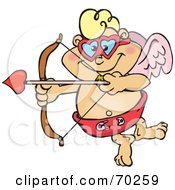 Royalty Free RF Clipart Illustration Of A Match Making Cupid Wearing Heart Glasses And Holding An Arrow by Dennis Holmes Designs