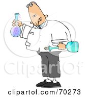 Mad Scientist Holding Glass Bottles