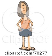 Poster, Art Print Of Brunette Woman In Shorts And A Tank Top