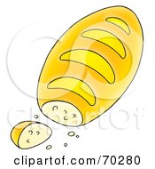 Royalty Free RF Clipart Illustration Of A Slice Near A Fresh Loaf Of French Bread by Alex Bannykh