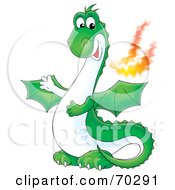 Poster, Art Print Of Green Fire Breathing Dragon