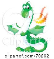 Poster, Art Print Of Green Airbrushed Fire Breathing Dragon