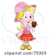 Poster, Art Print Of Little Blond Girl Eating A Popsicle