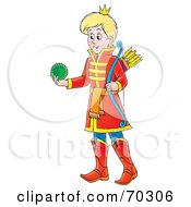 Royalty Free RF Clipart Illustration Of A Young Prince Carrying A Bow And A Ball