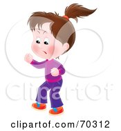 Poster, Art Print Of Bratty Airbrushed Little Brunette Girl Stomping And Yelling