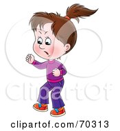 Royalty Free RF Clipart Illustration Of A Bratty Little Brunette Girl Stomping And Yelling