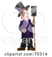Dirty Airbrushed Chimney Sweep Holding A Brush