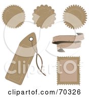 Poster, Art Print Of Digital Collage Of Blank Distressed Tan Labels Tags Stamps And Banners