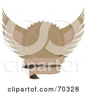 Royalty Free RF Clipart Illustration Of A Distressed Winged Shield With A Blank Label
