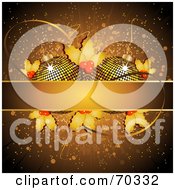 Poster, Art Print Of Golden Background Of Ornaments Holly And A Text Bar