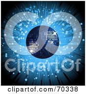 Poster, Art Print Of Blue Burst Background With A Sparkly Disco Ball