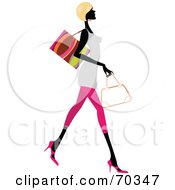 Poster, Art Print Of Faceless Woman Wearing Stylish Clothes And Carrying Shopping Bags - Version 3