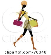 Poster, Art Print Of Faceless Woman Wearing Stylish Clothes And Carrying Shopping Bags - Version 2