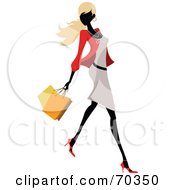Poster, Art Print Of Faceless Woman Wearing Stylish Clothes And Carrying Shopping Bags - Version 1
