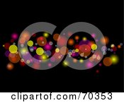 Royalty Free RF Clipart Illustration Of A Black Background With Blurred Sparkling Round Lights