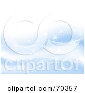 Royalty Free RF Clipart Illustration Of A Pastel Blue Background With Wisps Of Snowflake Breezes