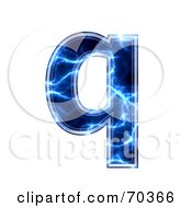 Poster, Art Print Of Blue Electric Symbol Lowercase Q