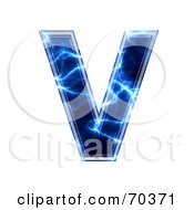 Poster, Art Print Of Blue Electric Symbol Capital V