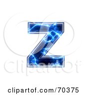 Poster, Art Print Of Blue Electric Symbol Lowercase Z