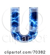 Poster, Art Print Of Blue Electric Symbol Capital U