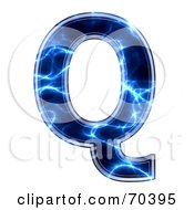 Poster, Art Print Of Blue Electric Symbol Capital Q