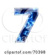 Poster, Art Print Of Blue Electric Symbol Number 7