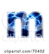 Poster, Art Print Of Blue Electric Symbol Lowercase M